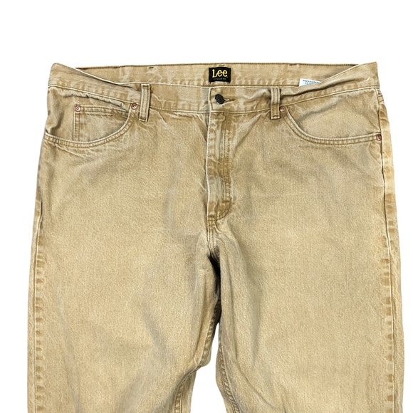 Lee Vintage Regular Fit Medium Wash Brown Tan Denim Jeans Mens 42x32 - Picture 4 of 7